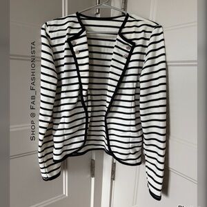 Zara Black and White Striped Blazer